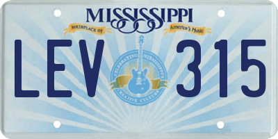 MS license plate LEV315