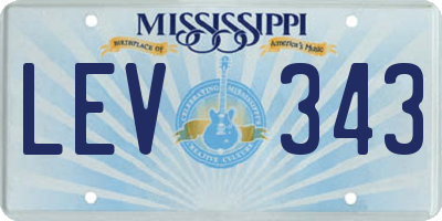 MS license plate LEV343