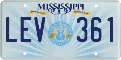 MS license plate LEV361