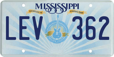 MS license plate LEV362