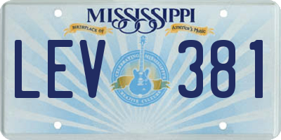 MS license plate LEV381