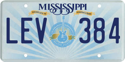 MS license plate LEV384