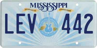 MS license plate LEV442