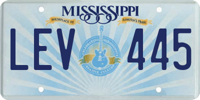 MS license plate LEV445