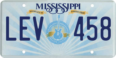 MS license plate LEV458