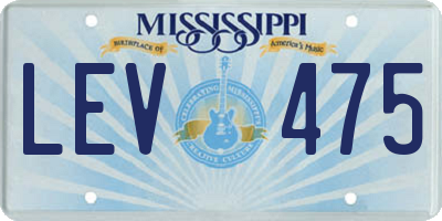 MS license plate LEV475