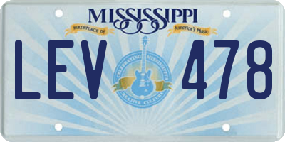 MS license plate LEV478