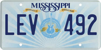 MS license plate LEV492