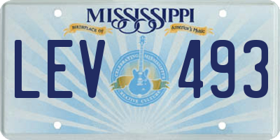 MS license plate LEV493