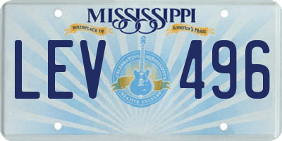 MS license plate LEV496