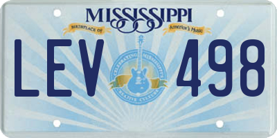 MS license plate LEV498
