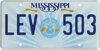 MS license plate LEV503