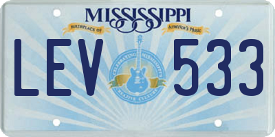 MS license plate LEV533