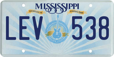 MS license plate LEV538
