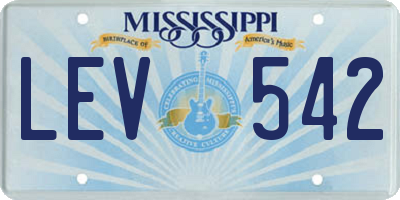 MS license plate LEV542