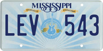 MS license plate LEV543