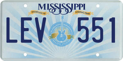 MS license plate LEV551
