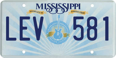 MS license plate LEV581