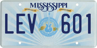 MS license plate LEV601
