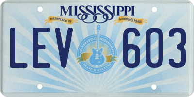 MS license plate LEV603