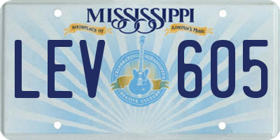 MS license plate LEV605