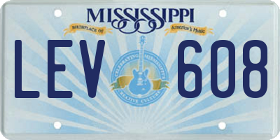 MS license plate LEV608