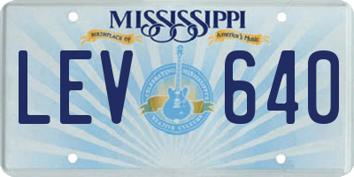 MS license plate LEV640