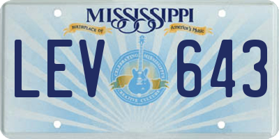 MS license plate LEV643