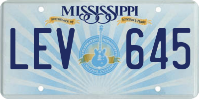 MS license plate LEV645