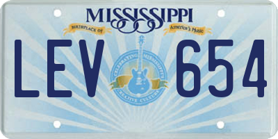 MS license plate LEV654