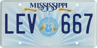 MS license plate LEV667