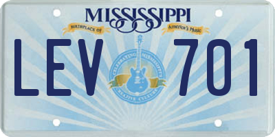 MS license plate LEV701