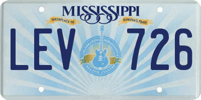 MS license plate LEV726