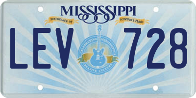MS license plate LEV728