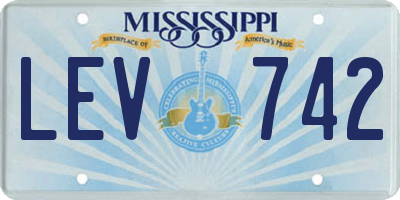 MS license plate LEV742