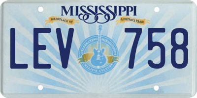 MS license plate LEV758