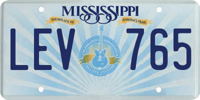 MS license plate LEV765