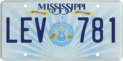 MS license plate LEV781