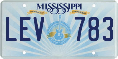 MS license plate LEV783