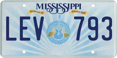 MS license plate LEV793