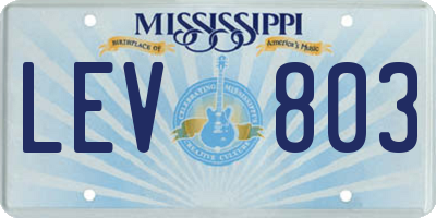 MS license plate LEV803