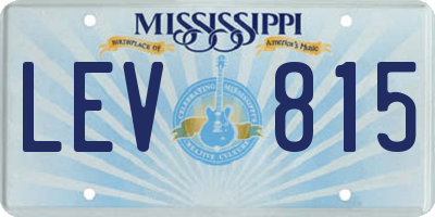 MS license plate LEV815