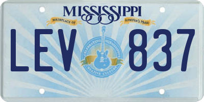 MS license plate LEV837