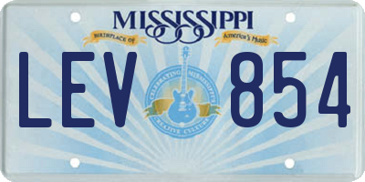 MS license plate LEV854
