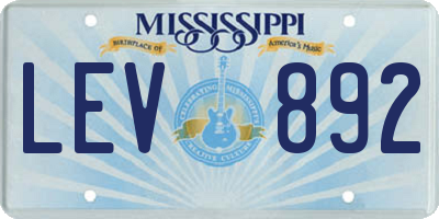 MS license plate LEV892