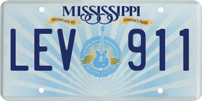 MS license plate LEV911