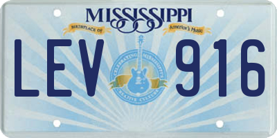 MS license plate LEV916