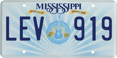 MS license plate LEV919