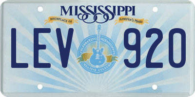 MS license plate LEV920