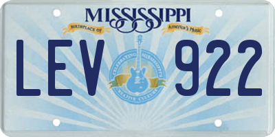 MS license plate LEV922